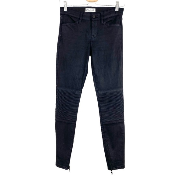 MADEWELL Skinny Skinny Racetrack Moto Jeans in Black - Picture 2 of 10